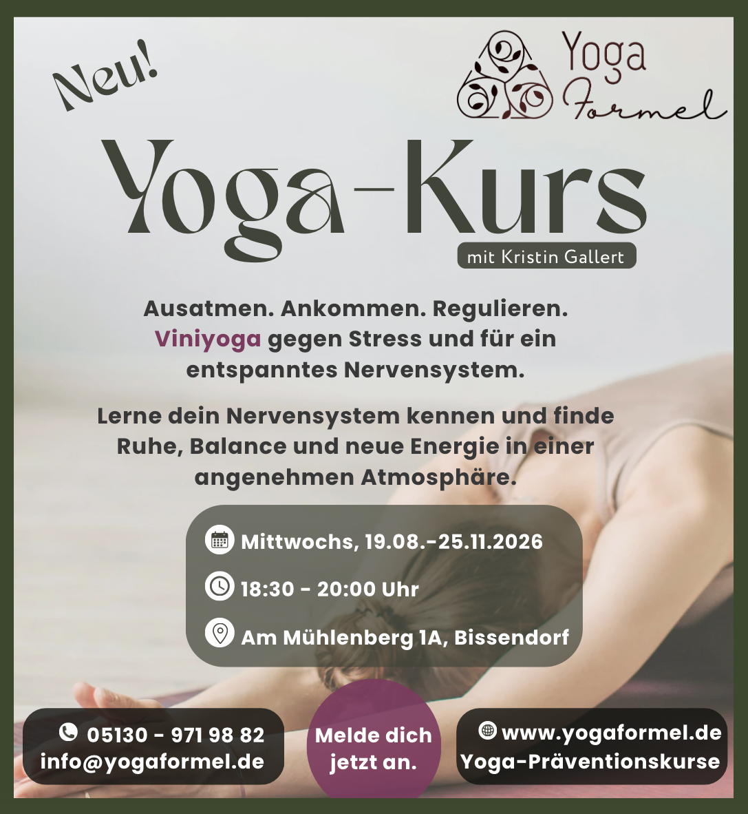 Dunkelgrüner und Grauer Minimalistisch Yoga-Kurs Instagram Post (9.2 x 10 cm) - Dunkelgrüner und Grauer Minimalistisch Yoga-Kurs Instagram Post